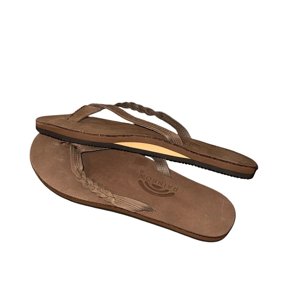 Rainbow Women's Flirty Braidy Brown Flip Flops Sandals Size 11